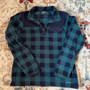 Eddie Bauer Flannel Print Fleece Top